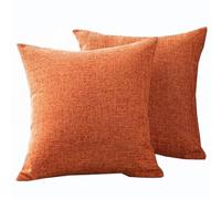 SWJ-swjssb Set di 2 Copri Cuscini Divano 50x70 Copricuscino 70x70 60x80 con Cerniera,Federe Moderne per Camera da Letto Divano Decorativo Lino Elegante Lavabile Copricuscini(Orange,60x60 cm 2pcs)