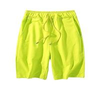 SWJGLITTR Pantaloni corti da uomo casual in cotone con coulisse elastico jogger pantaloncini da palestra tempo libero atletica corsa con tasche corte, Giallo, L