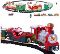 Swkangrd Classico Locomotiva a Vapore,Treno Elettrico di Natale,Decorazione Natalizia, con vagoni Animati e binari,Mini Trenino Regalo per Bambini