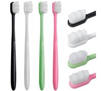 SWKJ Spazzolino da denti a setole morbide per adulti, 4 pezzi, micro nano spazzolino manuale con 20000 setole, spazzolino extra morbido per gengive e denti sensibili (bianco, nero, verde, rosa)