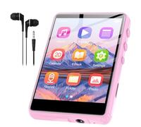 SWOFY Lettore MP3 da 128 GB con touch screen Bluetooth 5.3-2,4 pollici, suono HiFi, altoparlante integrato, funzione registrazione, radio FM, può essere esteso a 512 GB (rosa)