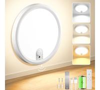 Swoieltr Lampada da soffitto a batteria con sensore di movimento, lampada da soffitto LED wireless per interni, dimmerabile con batteria da 6000 mAh, lampada con 3 modalità
