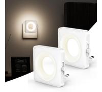Swoieltr Luce Notturna Bambini da Presa, [2 Pezzi] 4000K Neutro Luci con Sensore Crepuscolare e Automatico Luminosità Regolabile per Camera da Letto, Corridoio, Scale, Bagno