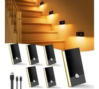 Swoieltr Luce Notturna con Sensore di Moviment, 6 Pezzi Ricaricabile Luce Notturna a Led ON/OFF/AUTO Modalità, 2700K Bianco Caldo Luce Bambini per Scale Corridoio Camera da Letto Soggiorno