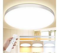Swoieltr Plafoniera LED Soffitto Dimmerabile 24W Lampada da Soffitto con Telecomando 3000K-6500K Plafoniera Bagno IP44 Impermeabile Ø28CM 2000LM Lampadario LED Moderna per Cameretta Cucina Soggiorno