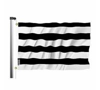 Swono Striscione a strisce orizzontali nere e bianche, bandiera classica con orgoglio eterosessuale, 9 x 1,5 m, grande, per esterni, interni, ufficio, con occhielli in ottone