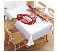 Swono Tovaglia rettangolare decorativa con labbra sexy, rossetto On A Bad Day There, in poliestere, per tavolo da pranzo, barbecue, picnic, tavolino da caffè, 127 x 182 cm, 4-6 posti