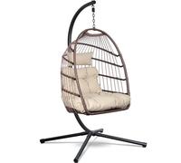 Swoods Sedia sospesa per Uova - Sedia sospesa con Supporto - per Interni ed Esterni - in uscini - Sedia per Uova - Cocoon - Sedia Uovo - Fino a 150kg - Beige