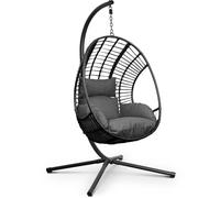 Swoods XXL poltrona sospesa - poltrona sospesa da giardino - Per uso interno ed esterno - con cuscino e copertura protettiva - resistente alle intemperie - portata fino a 150 kg (Grigio scuro)