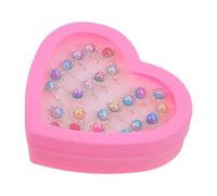 SWOOMEY 1 set di anelli con gemme di strass regolabili per bambine con espositore a forma di cuore, anelli di perle per gioielli per bambini, giochi di finzione e travestimenti per feste di Natale