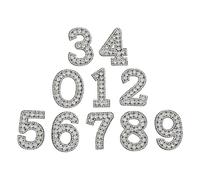 SWOOMEY 10 Pezzi Numeri Adesivi Termoadesivi per Tessuti Strass Neri, Applicazione Rapida e Trasferimento a Caldo, per Abbigliamento Fai da Te e Cappelli