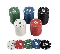 SWOOMEY 100 Pezzi Fiches da Gioco in Plastico per Studenti, Riutilizzabili Caratteri Chiari, per Giochi di Scommesse e Premi Scolastici
