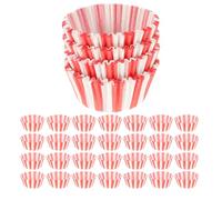 SWOOMEY 100 Pz Pirottini per Muffin in Carta Rosso e Bianco Design a Righe, Resistenti All'olio al Calore, per Feste e Compleanni