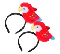 SWOOMEY 2 Pezzi Fascia per Chioma Pappagallo Cartone Animato Rosso, Comoda e Facile da Pulire, per Feste Tropicali e Bar Tiki