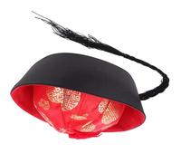 SWOOMEY Cappello Cinese Tradizionale Trecce Stile Dinastia Qing in Cartone e Feltro Resistente per Cerimonie e Festival Circonferenza Testa 58-60 Cm