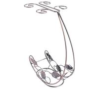 SWOOMEY Porta Bicchieri per Vino Rosso in Ferro Elegante e Delicato Supporto per 1 Bottiglia e 4 Calici Organizer Facile da Usare per Cucina e Bar