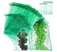 SWOOMEY Sacchetti di Protezione per Frutta 50 Pezzi Verde Coulisse, Reti Protettive per Piccoli Piante in Giardino Contro Insetti
