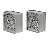 SWOOMEY Scatola Porta-lanugine e Primi Dentini in Metallo Per Neonati, Contenitore Tessuto Morbido Per Conservare Ricordi Di Crescita, Set Da 2 Scatole Motivo Animali e Design Retrò