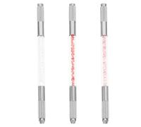 SWOOMEY Set 3 Penne Sopracciglia Doppia Punta in Cristallo per Microblading, Materiale Rame e Alluminio, Adatte a Ago Rotondo e Ago Rullo per Applicazioni Professionali Colore Casuale