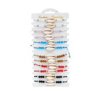 SWOOMEY Set di 12 Braccialetti Design Delicato Leggeri in Cristallo e Conchiglia e Colori alla Moda, per L'uso Quotidiano da Viaggio, Regalo per Ragazze