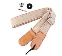 SWOOMEY Tracolla Per Ukulele Cotone e Pelle Vera e Resistente Cinturino Beige Per Chitarra Accessorio Per Musicisti