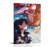 Sword Art Online - Stampa artistica da parete su tela, stile moderno, per la camera da letto, per la camera da letto, la musica e il film, 50 x 75 cm, con cornice