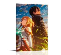 Sword Art Online, stampa decorativa da parete moderna, ultra trasparente, squisita decorazione artistica, adatta per ufficio, soggiorno e stanza, stile cornice, 50 x 75 cm
