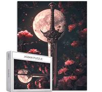 Sword in The Moonlight - Puzzle da 1000 pezzi per adulti, fantasia scura, sfida, giochi di attività familiari, colorato, fai da te, per decorazioni domestiche, idea regalo, 50 x 70 cm