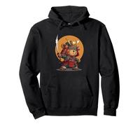 Sword Master Teddy Bear Costume in Armatura Samurai Felpa con Cappuccio