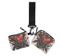 Swords love reds - Portafoglio da donna in stile scuro, formato compatto, con cerniera, portamonete con cinturino da polso, per lavoro, viaggi, 2 pezzi, Le spade amano i rossi stile scuro, 1 size