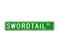 Swordtail Cartello stradale con razza animale, 7,6 x 45,7 cm, personalizzabile, antivento, in metallo, decorazione da parete per bar, pub, negozi, grotte degli uomini