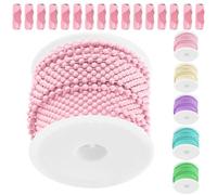 Swpeet 1 Rolls 5m/16.4ft × 2.4mm Placato rosa sfera perline catene con 50 connettore chiusure Kit, catena di perline in metallo, collana, tirare rotolo bobina palla per appendere portachiavi Tag cane