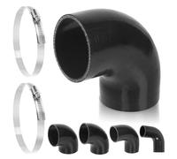 Swpeet 1 tubo flessibile in silicone rinforzato a 4 strati da 76 mm con gomito a 90 gradi con 2 morsetti a T in acciaio inossidabile 304 da 72-95 mm, kit di fascette stringitubo per autoveicoli in