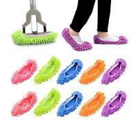 Swpeet 10 pz/5 paia di pantofole mocio, 5 colori, 20,3 cm, multifunzione, lavabili e riutilizzabili, in morbida microfibra, per la pulizia della casa, cucina, ufficio