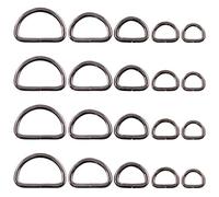 Swpeet 100 anelli a D semicircolari multiuso in metallo per cinture, ferramenta, borse, fai da te, in 5 misure, 1/2", 3/4", 1", 5/8"