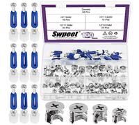 Swpeet 100 pezzi 4 dimensioni 3 in 1 mobili Collegare Cam Lock Ruote eccentriche con dowel blu serie di bulloni di fissaggio, mobili Collegamento dado di blocco per armadi letto mobili Collegamento