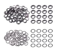 Swpeet 100 Pezzi - 50 Set da 10 mm Con Foro Nero Pistola, Occhielli in Metallo per Riparare Tela, Pelle, Tende
