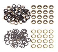 Swpeet 100 Pezzi - 50 Set di Occhielli in Bronzo da 10 mm Con Fori in Metallo Ispessito, Kit per Riparare Tela, Pelle, Tende