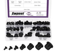 Swpeet 100 pezzi 7 misure 3,5/4,3/5,3/8,3/10,5/12,5/14 mm in gomma siliconica solida kit assortimento, tappo in gomma a forma di T, fori per tappi impermeabili per sigillare rivestimento in polvere