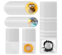 Swpeet 100 sacchetti per gioielli in PVC trasparente spesso, quadrato/rotondo, organizer portatile autoadesivo per gioielli da viaggio, sacchetto di plastica, anti ossidazione per orecchini con