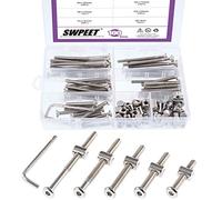 Swpeet 100pcs chiavistello per dadi ruota, ad alta velocità in acciaio M6 × 40/50/60/70/80 mm attacco esagonale Cap mobili barile viti bulloni dadi assortimento kit con 1 x chiave