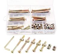 Swpeet 100Pcs Crib hardware viti, zincato M6 × 40/50/60/70/80 mm Cappuccio della testa della presa hex Culla Baby Bed Bolt e Barrel Nuts con 1 x Allen Wrench perfetto per mobili, culle, viti culla