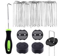 Swpeet 101 picchetti da giardino a forma di U e guarnizione di fissaggio in plastica con kit assortito di ganci per grimaldello, graffette per tubi di irrigazione, recinzioni fisse, chiodi per tappeto