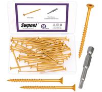 Swpeet 101 viti a testa piatta # 10 x 3 kaki con kit assortimento di punte a stella T25, viti a testa piatta Torx T25 resistenti alla ruggine, viti per legno rivestite in ceramica esterna per progetti