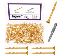 Swpeet 101 viti a testa piatta n. 8 x 2 color kaki con kit assortito di punte a stella T25, viti a testa piatta Torx T25 resistenti alla ruggine, viti per legno rivestite in ceramica esterna per