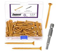 Swpeet 101 viti a testa piatta n. 9 x 2-1/2 "kaki con kit assortimento di punte a stella T25, viti a testa piatta T25 a stella Torx resistenti alla ruggine, viti per legno rivestite in ceramica