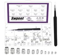 Swpeet 101Pcs 12 Misure Kit Assortimento Inserti Filettati in Ottone Nichelato M2 M2.5 M3 M4 M5 M6, Dadi Filettati Femmina a Zigrinatura, Inserti a Caldo, Dadi ad Incorporamento per Stampa 3D