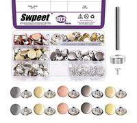 Swpeet 102Pcs 5 Colori Jeans Buttons Rivetti Set, 17mm No-Cucire Nailess Rimovibile Combo Thread Rivetti, Cap Denim Metal Jeans Buttons Sostituzione con Pulsanti Snap Premere Studs e installare