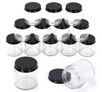 Swpeet 12 Confezioni da 4 oz - 120ML Barattolo di Vetro Trasparente con Coperchio Nero Kit Assortito, Barattoli Rotondi in Vetro per Cosmetici con Coperchi Barattoli da Viaggio Contenitori Cosmetici