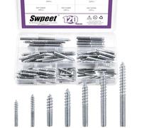 Swpeet 120 pezzi 7 misure M4 M6 Zinco Kit combinato di sospensione, bulloni a doppia testa, viti autofilettanti di sospensione, viti a stelo filettato con giunti